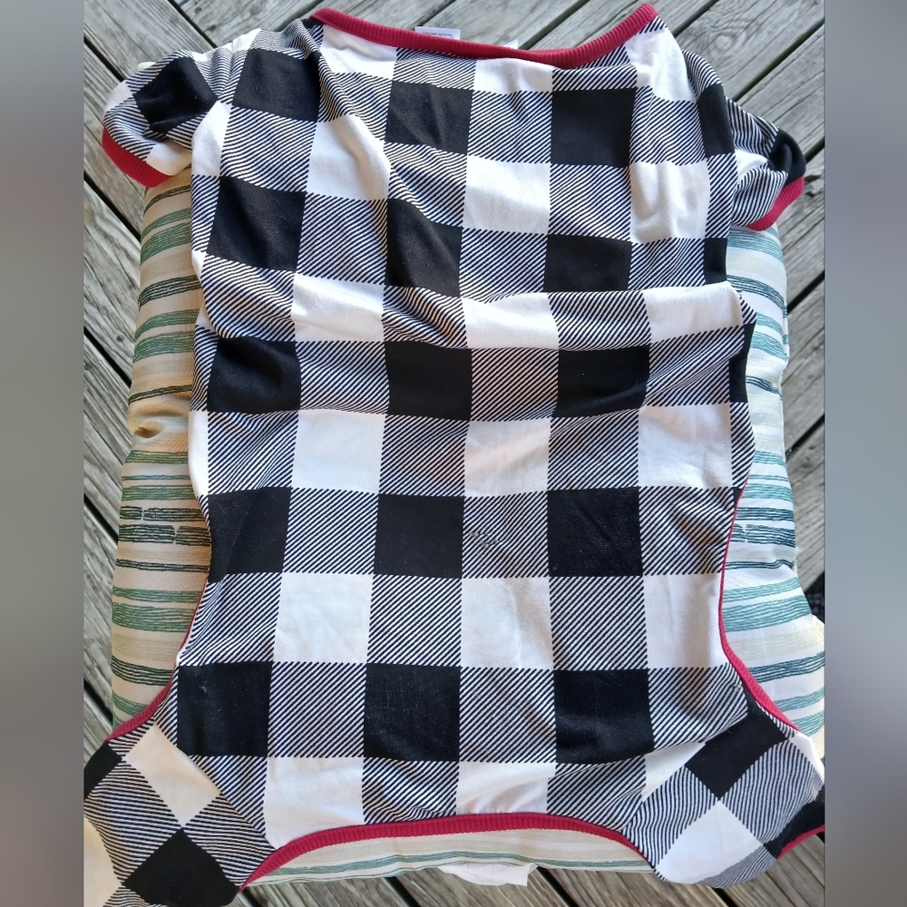 Holiday Time Black and White Plaid Large ( Big Dog) Pet Dog Pajama Soft Outfit